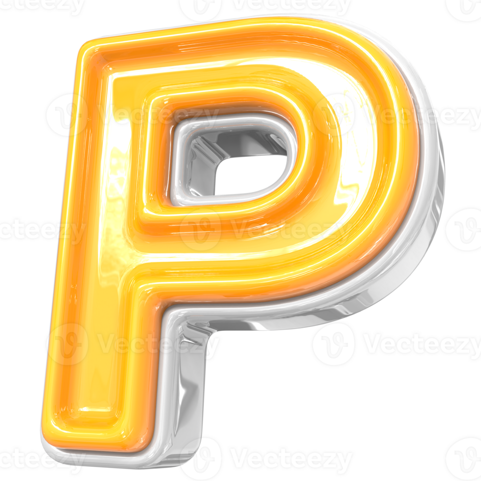 White With Yellow Font P 3D png