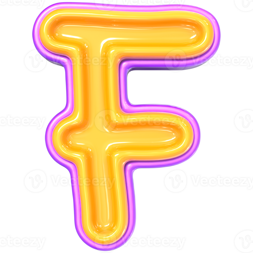 the letter f is made of a colorful plastic material png