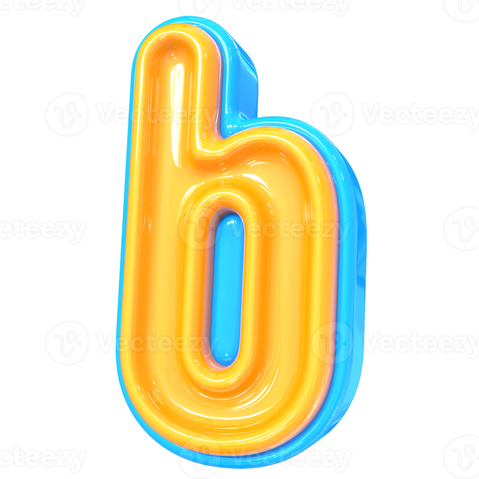 Blue With Yellow Font b 3D Rendering png