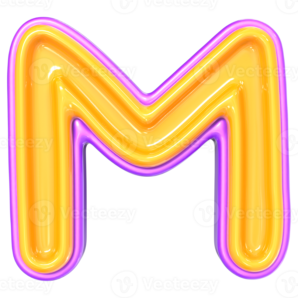 the letter m in 3d, with a transparent background png