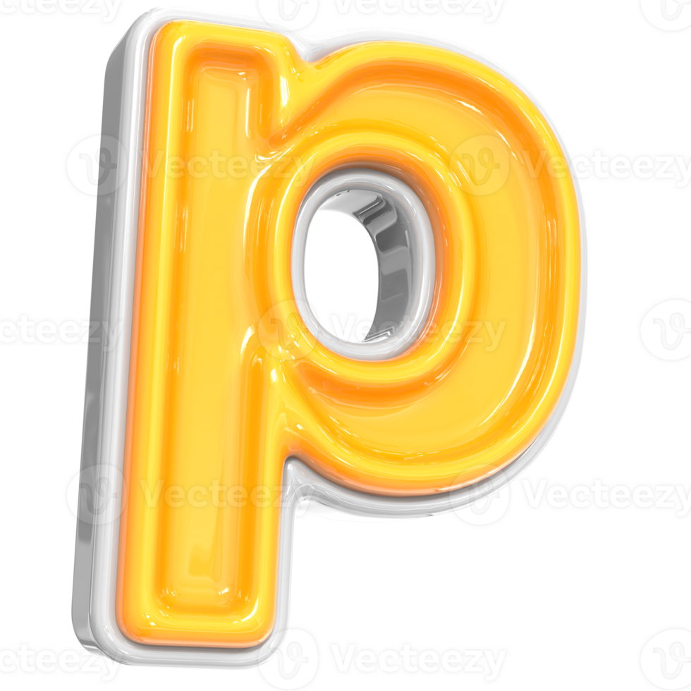 White With Yellow Font p 3D Render png