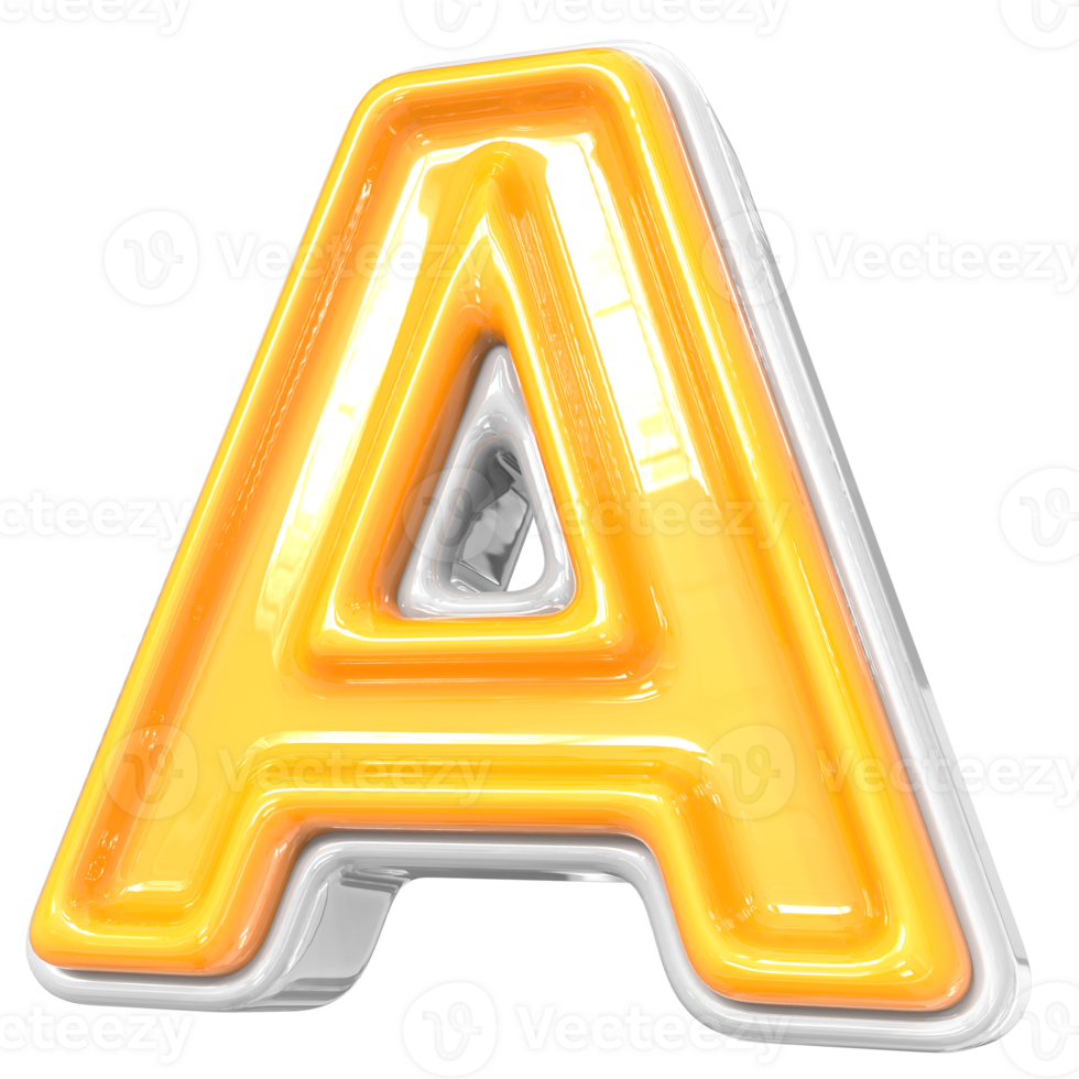White With Yellow Font A 3D png