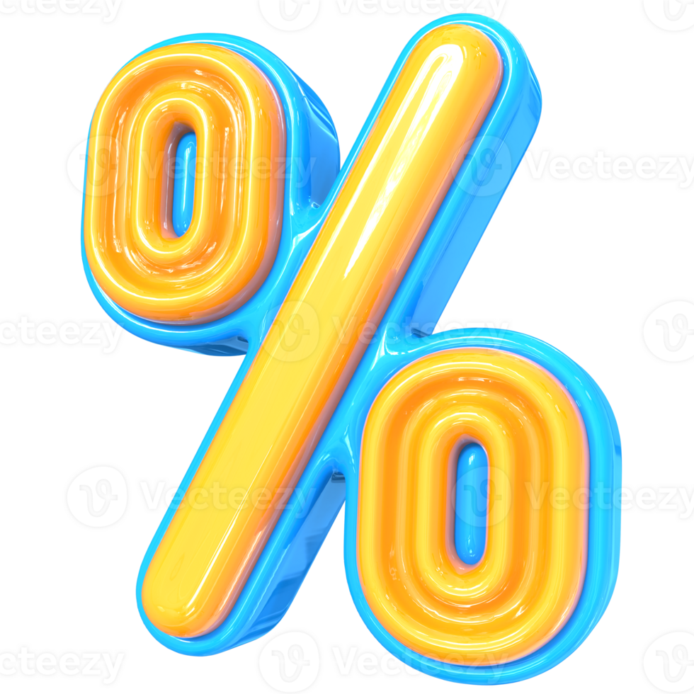 Blue With Yellow Percent 3D Rendering png