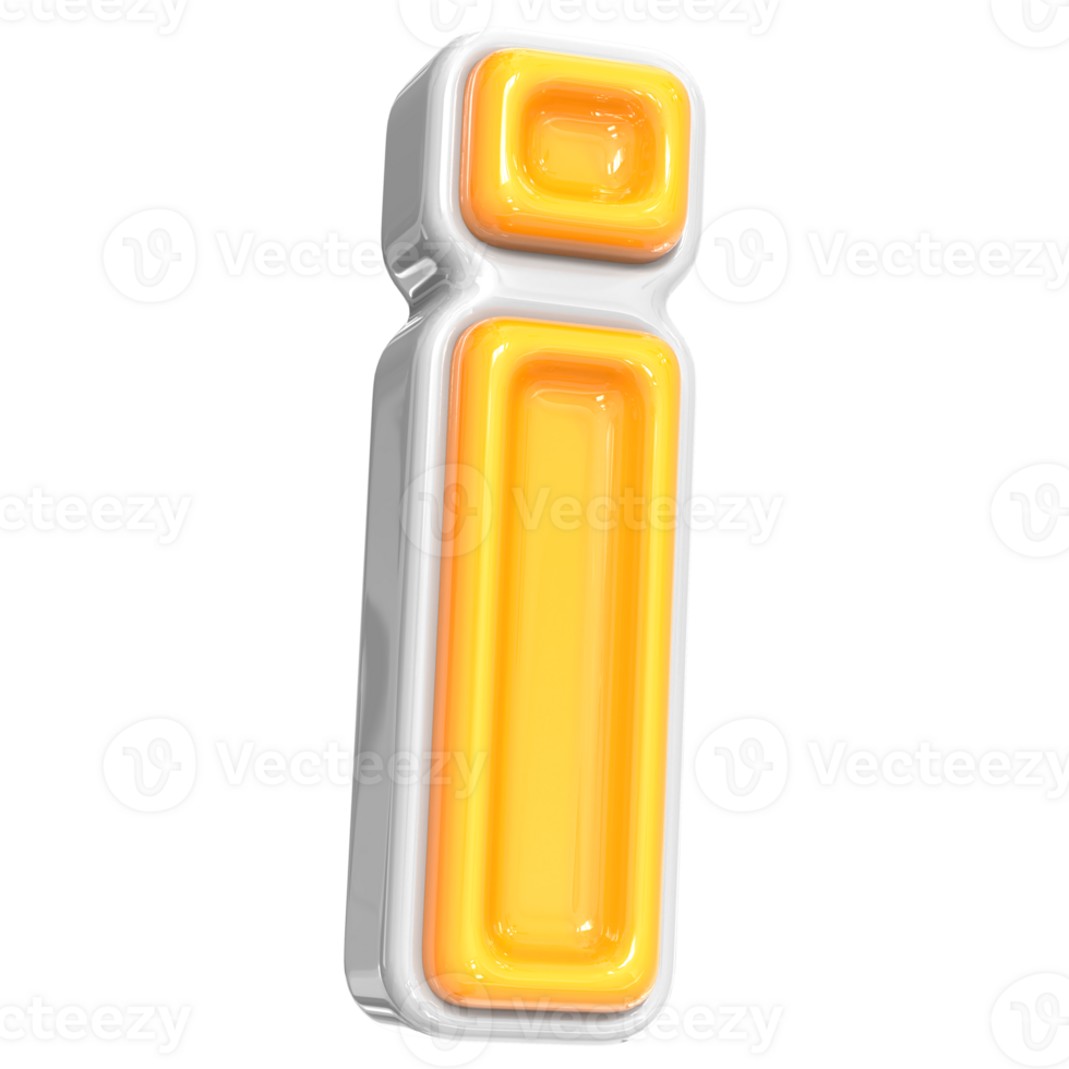 White With Yellow Font i 3D Render png