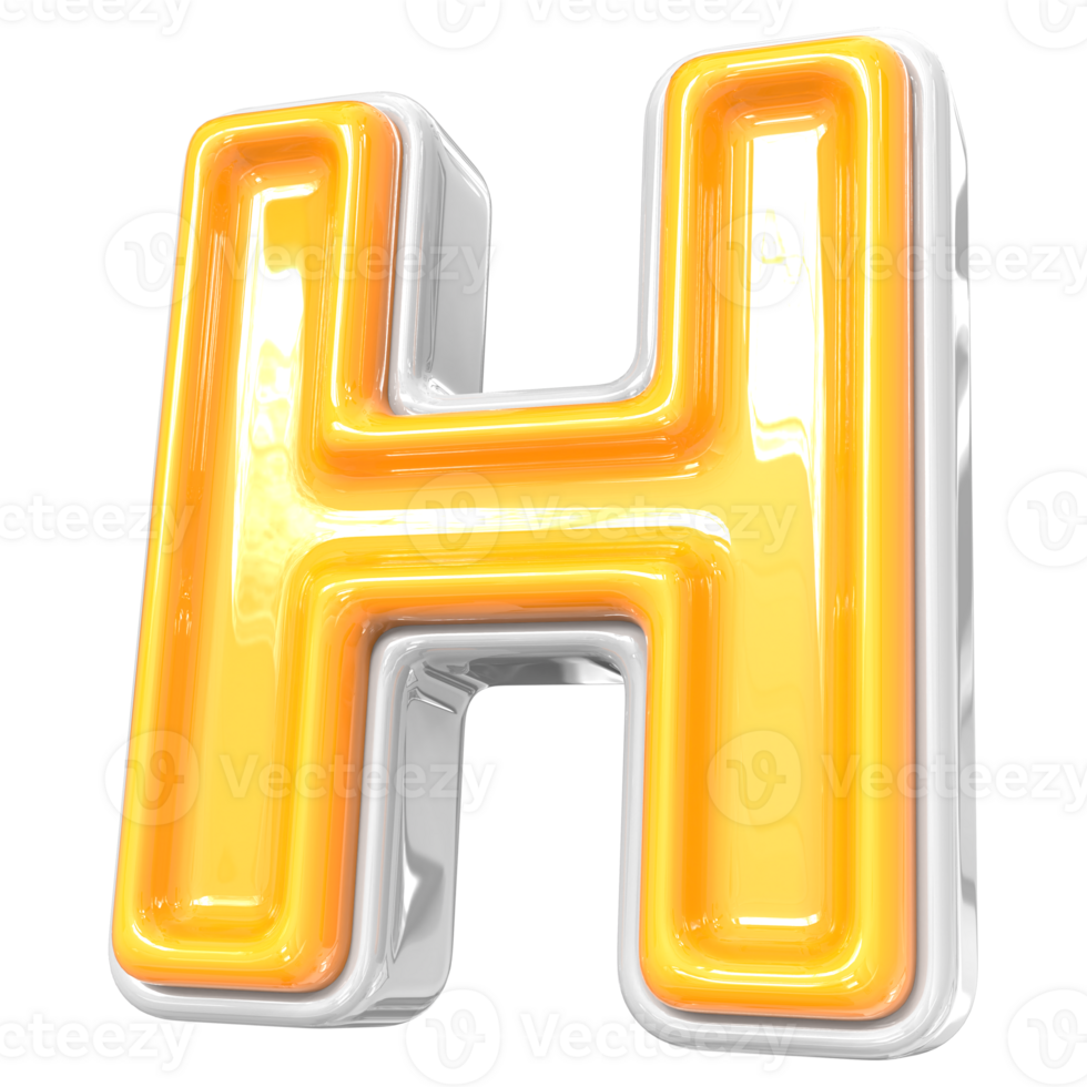 White With Yellow Font H 3D png