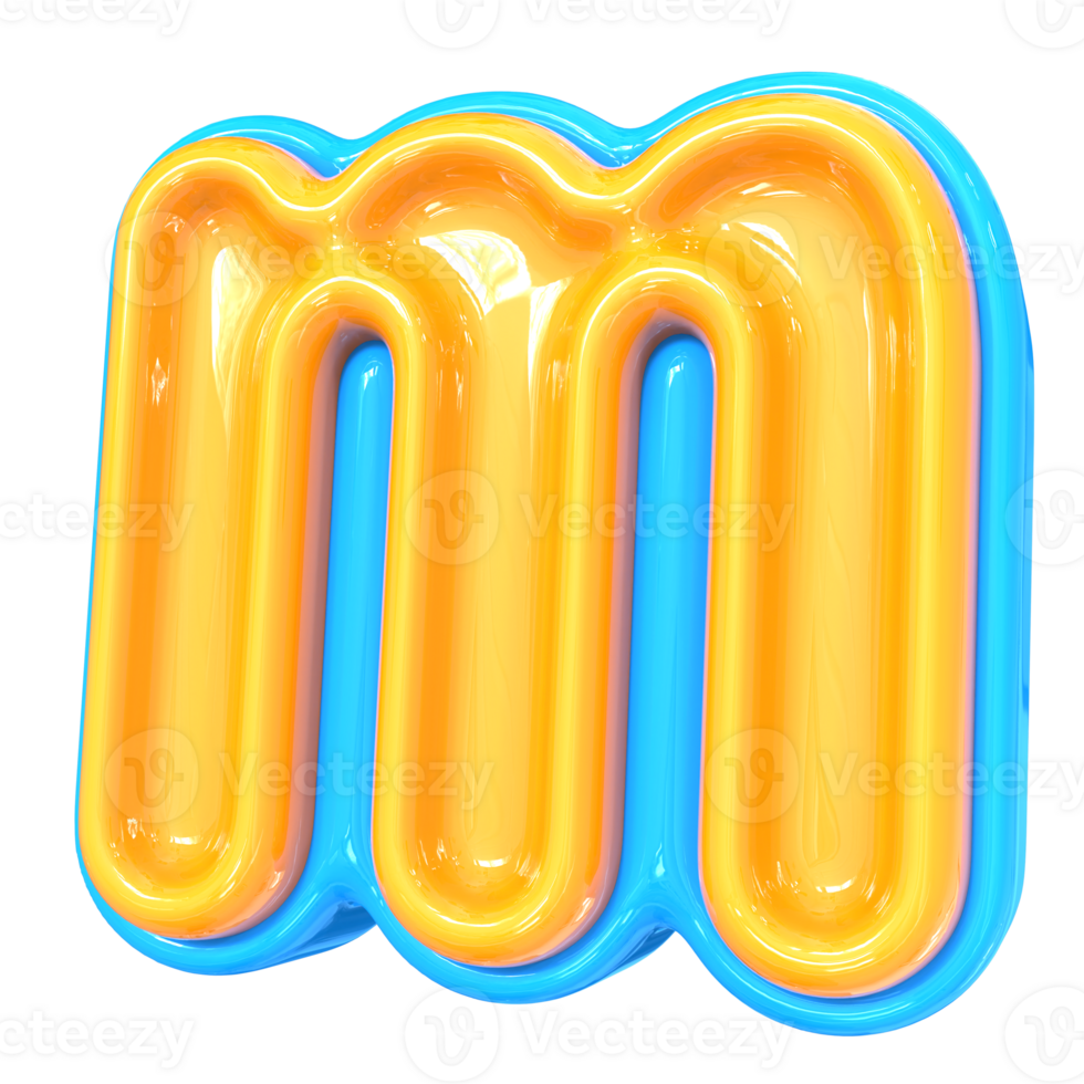 Blue With Yellow Font m 3D Rendering png