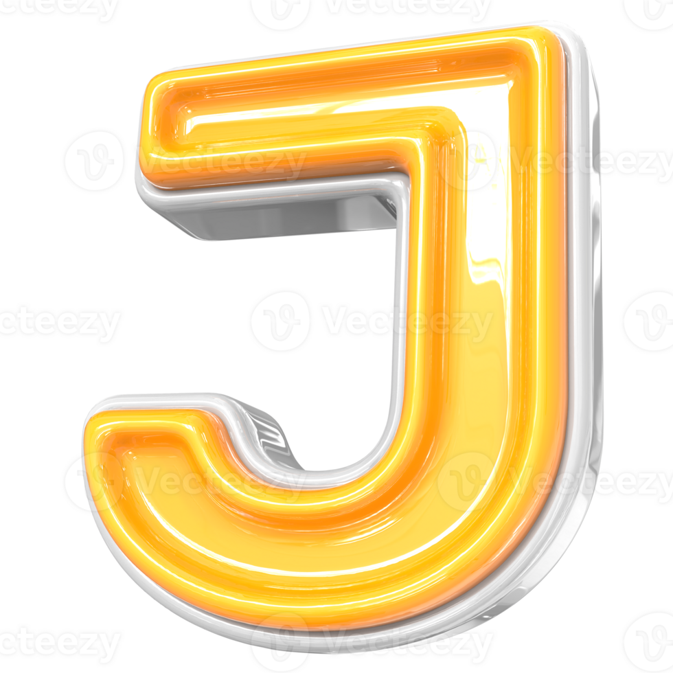 White With Yellow Font J 3D png