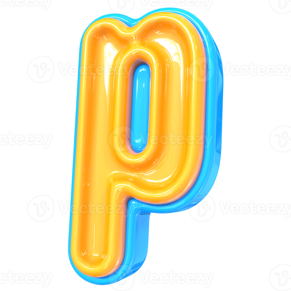 Blue With Yellow Font p 3D Rendering png