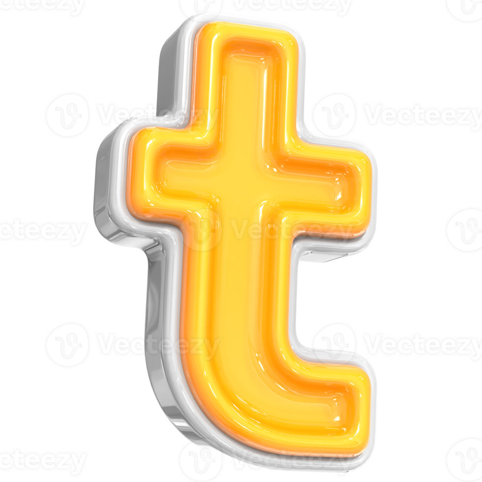 White With Yellow Font t 3D Render png