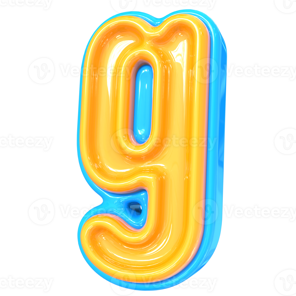 Blue With Yellow Font g 3D Rendering png