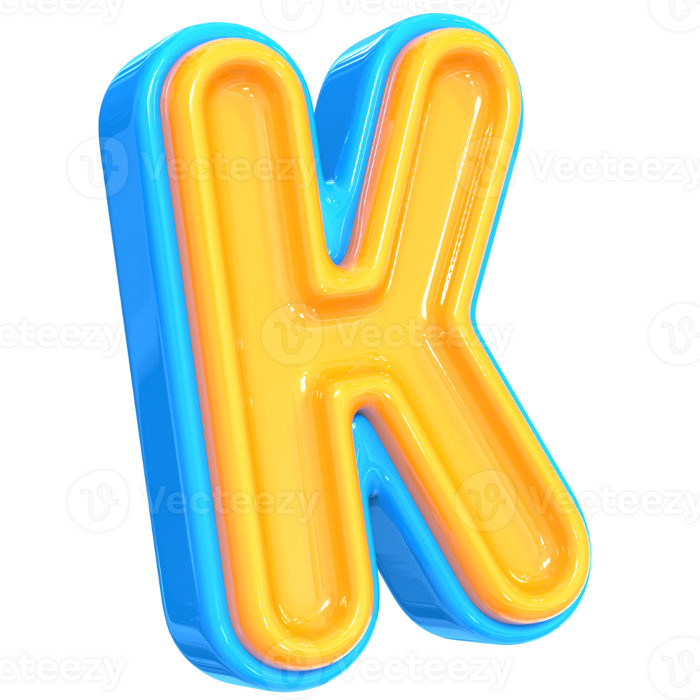 Blue With Yellow Font K 3D Render png