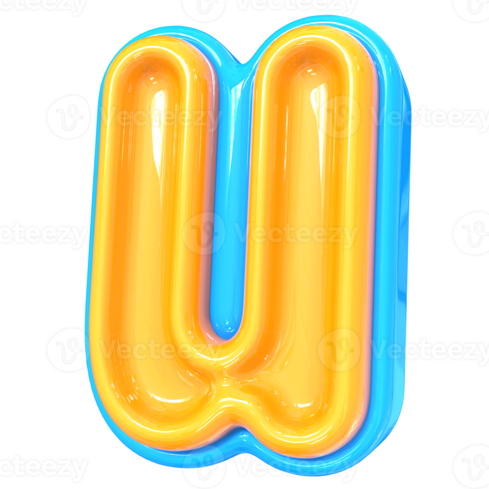 Blue With Yellow Font u 3D Rendering png