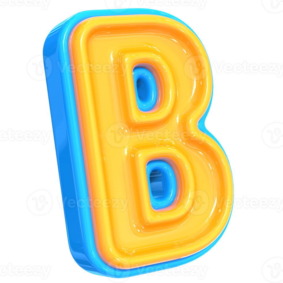 Blue With Yellow Font B 3D Render png