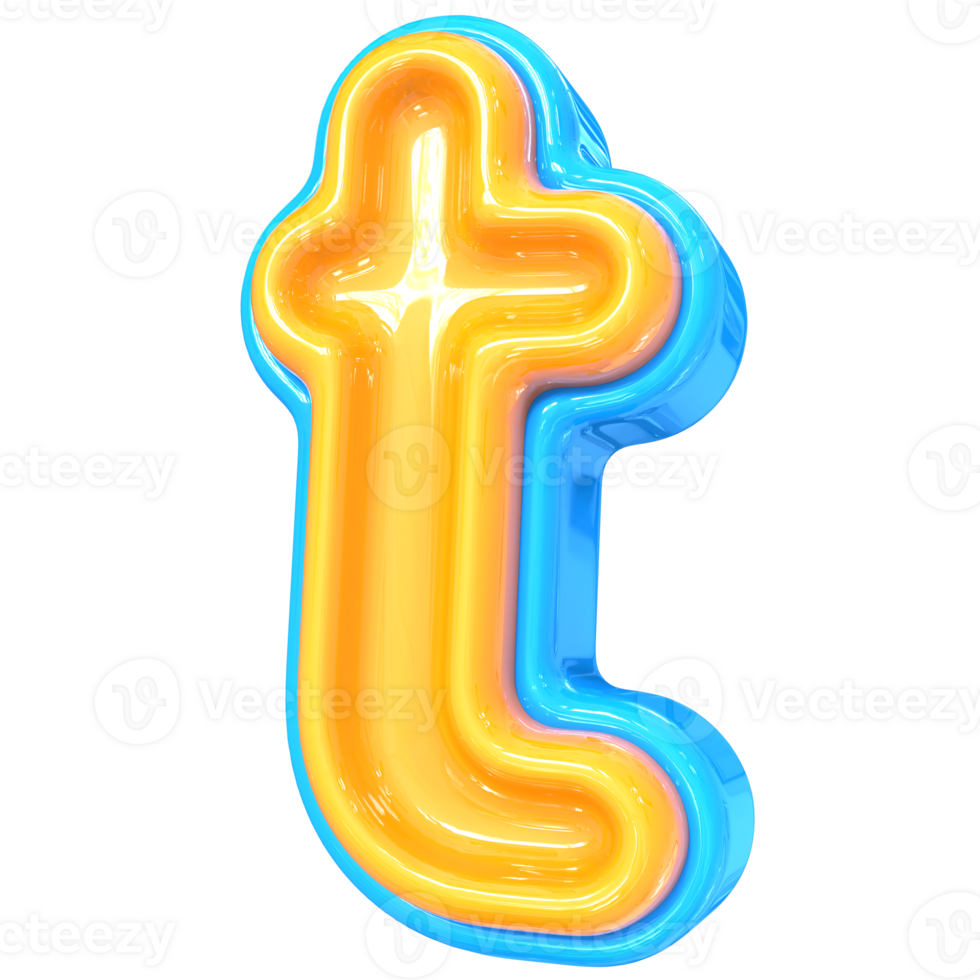 Blue With Yellow Font t 3D Rendering png