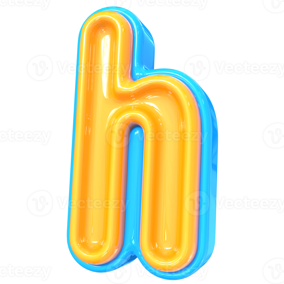 Blue With Yellow Font h 3D Rendering png