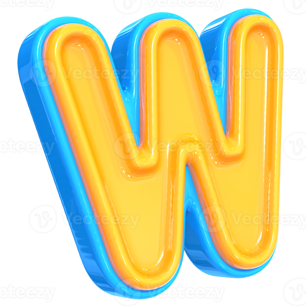 Blue With Yellow Font W 3D Render png
