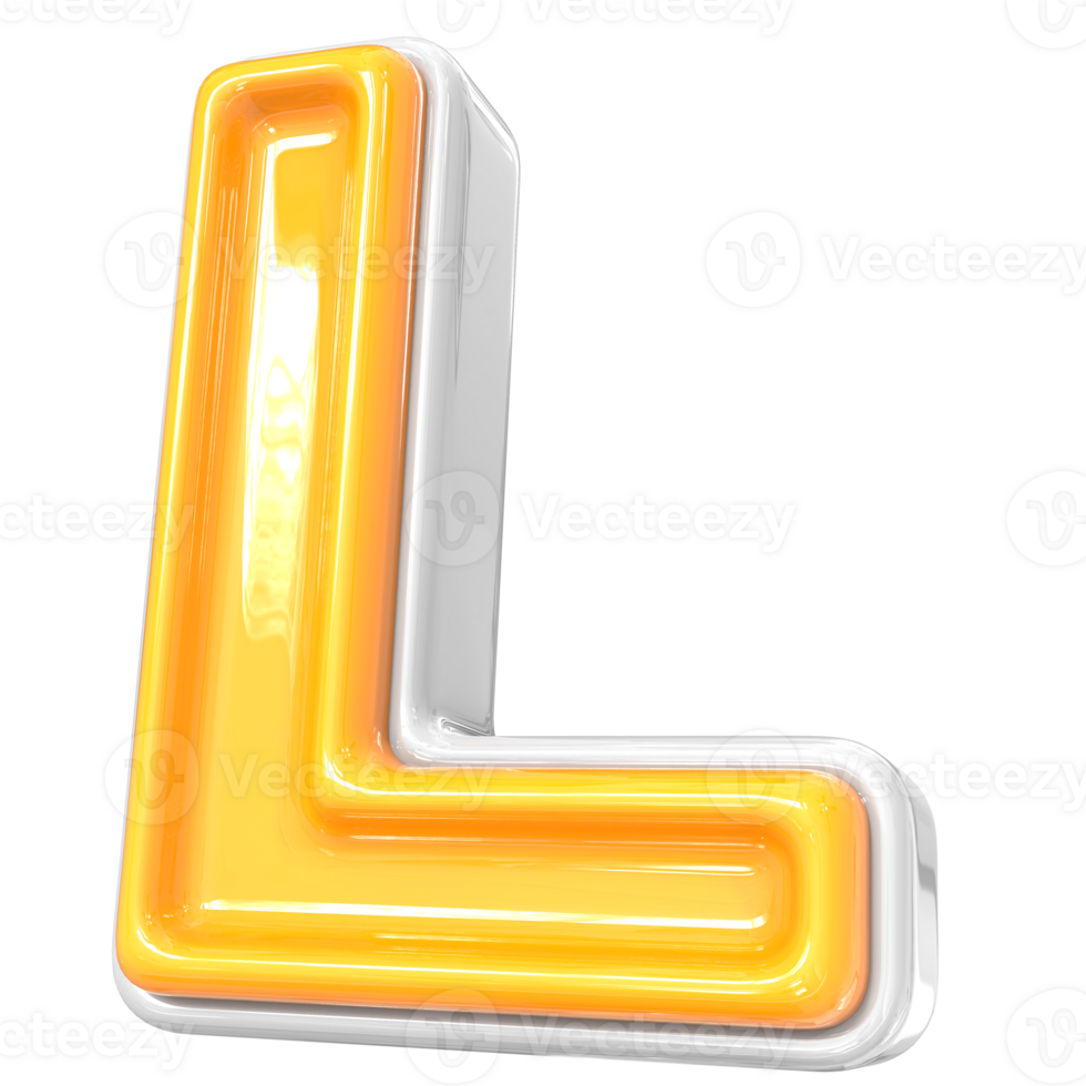 White With Yellow Font L 3D png