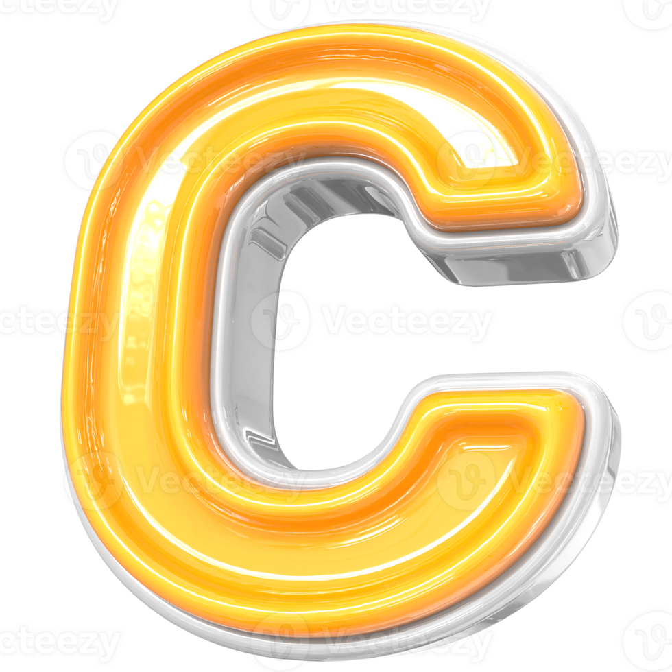 White With Yellow Font C 3D png