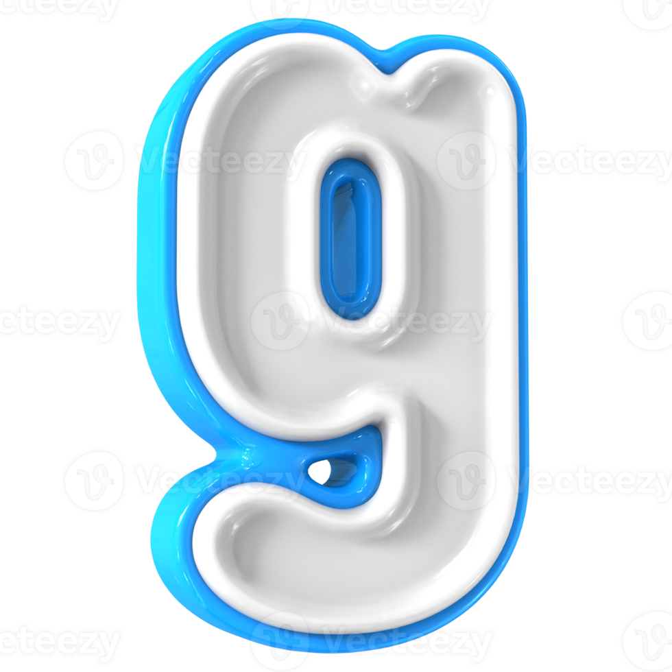 Blue With White Font g 3D Rendering png
