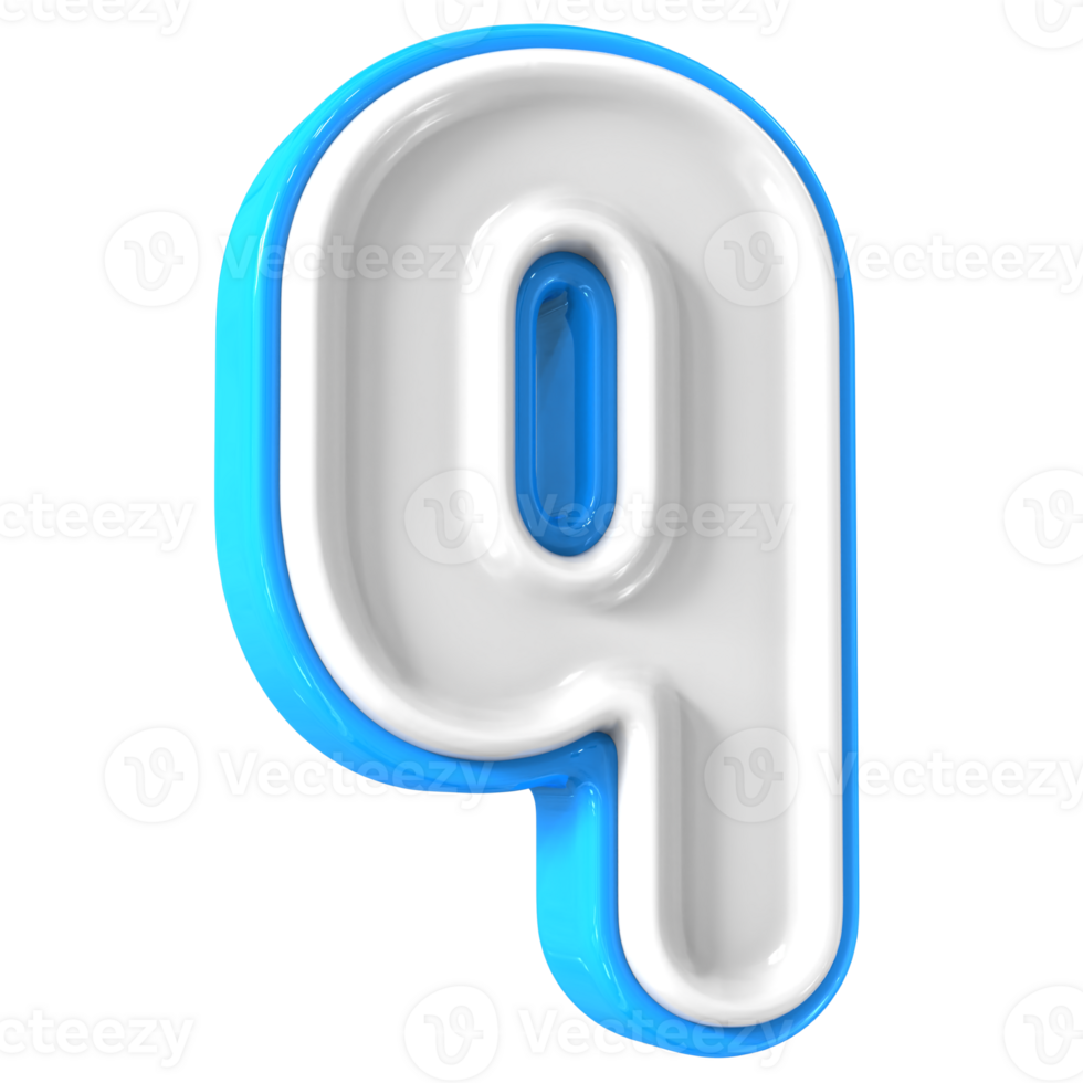Blue With White Font q 3D Rendering png