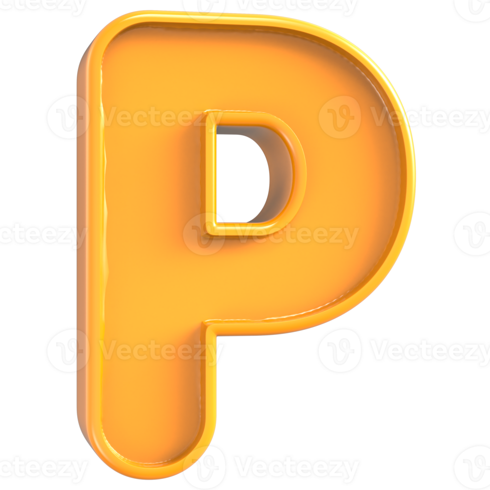 P Font Yellow 3d render png