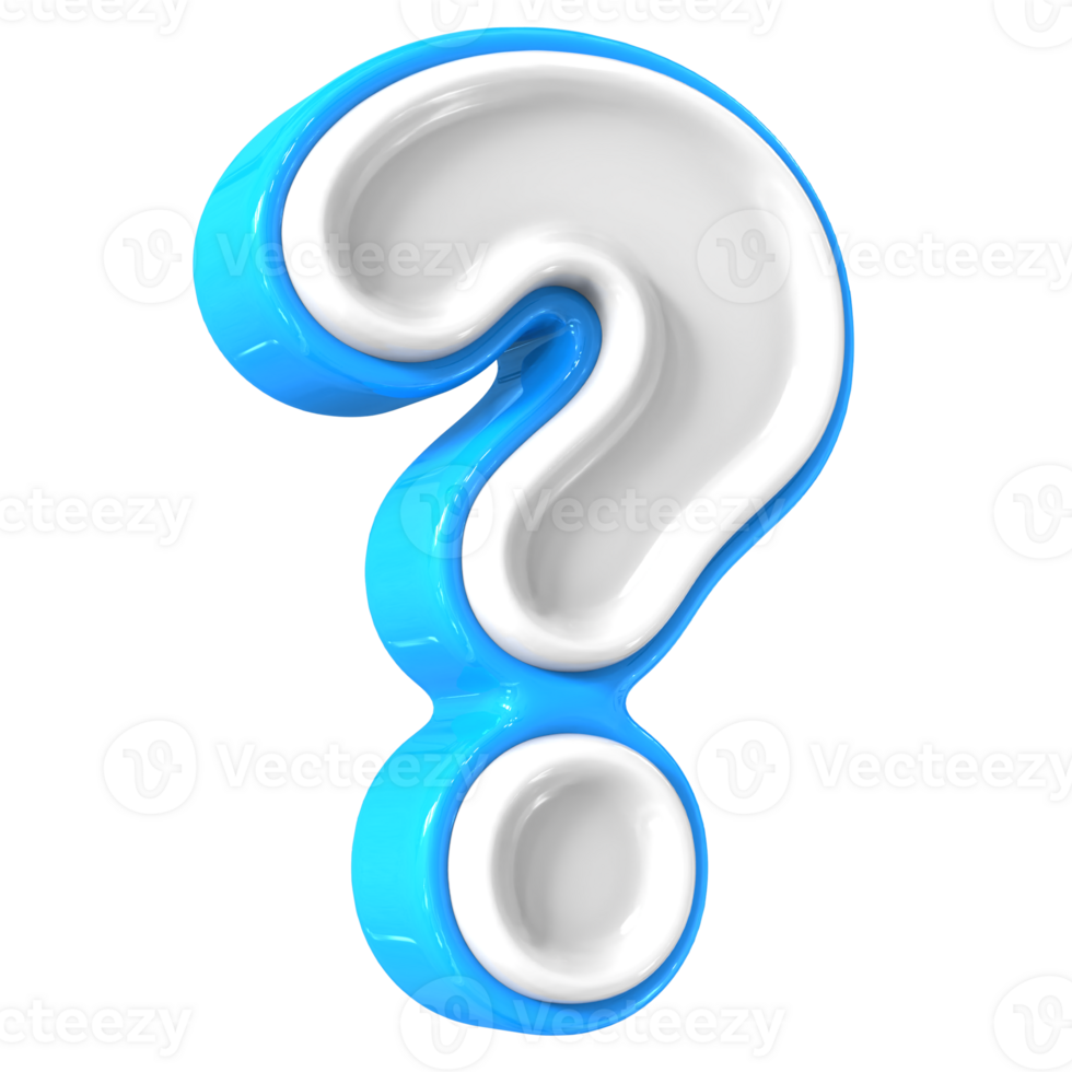 Blue With White Question Mark 3D Rendering png