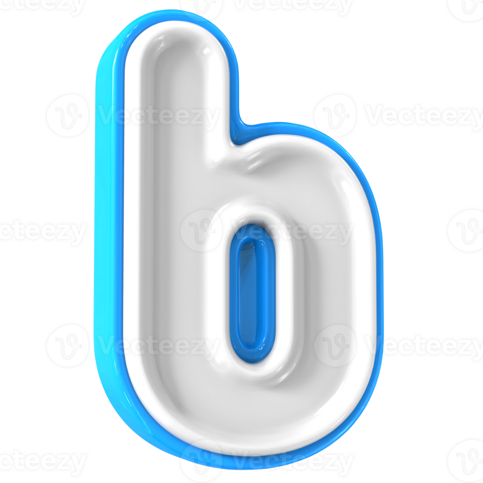Blue With White Font b 3D Rendering png