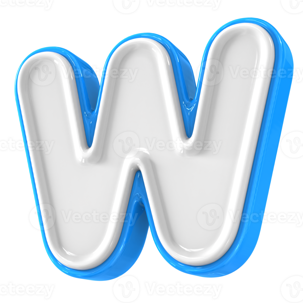 Blue With White Font W 3D Render png