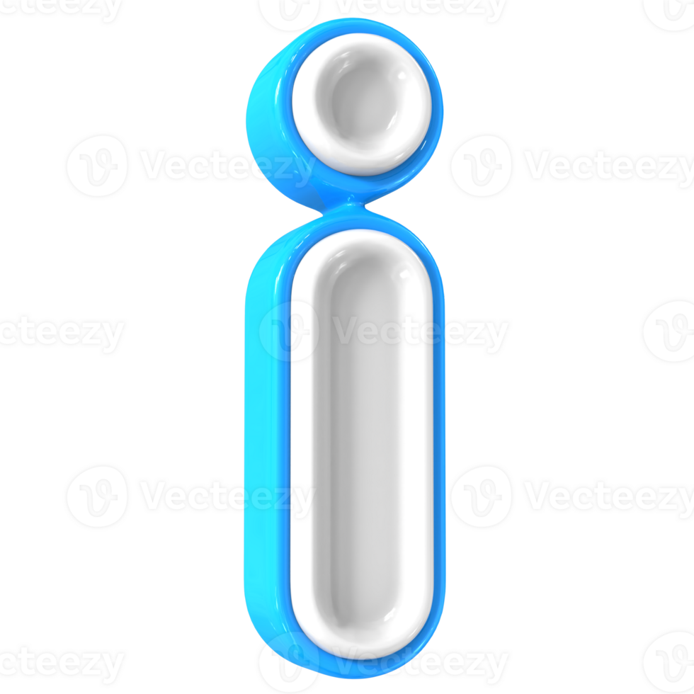 Blue With White Font i 3D Rendering png