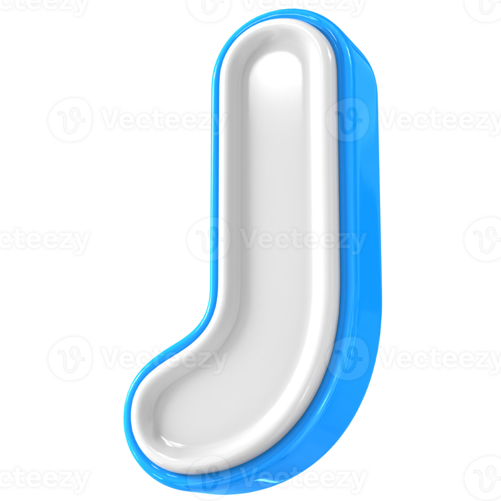 Blue With White Font J 3D Render png