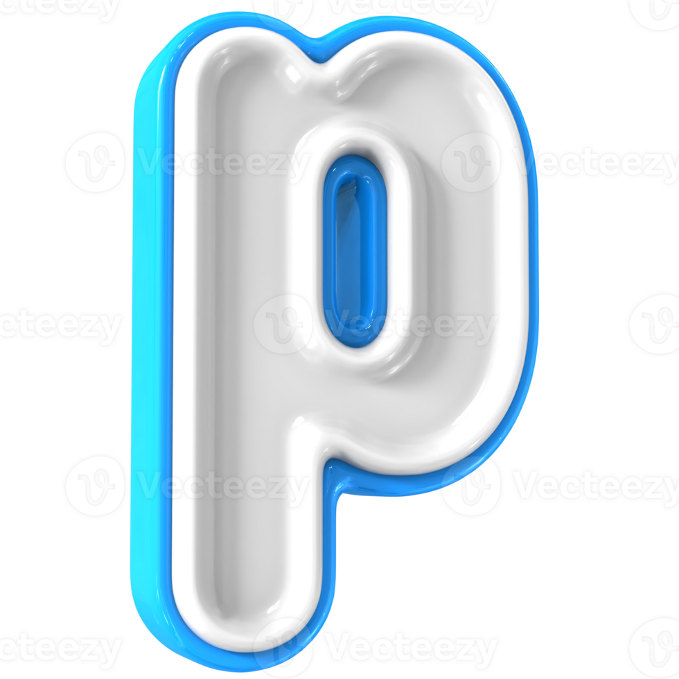 Blue With White Font p 3D Rendering png