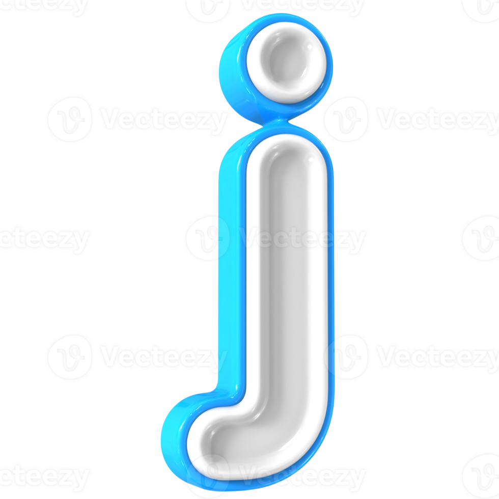 Blue With White Font j 3D Rendering png