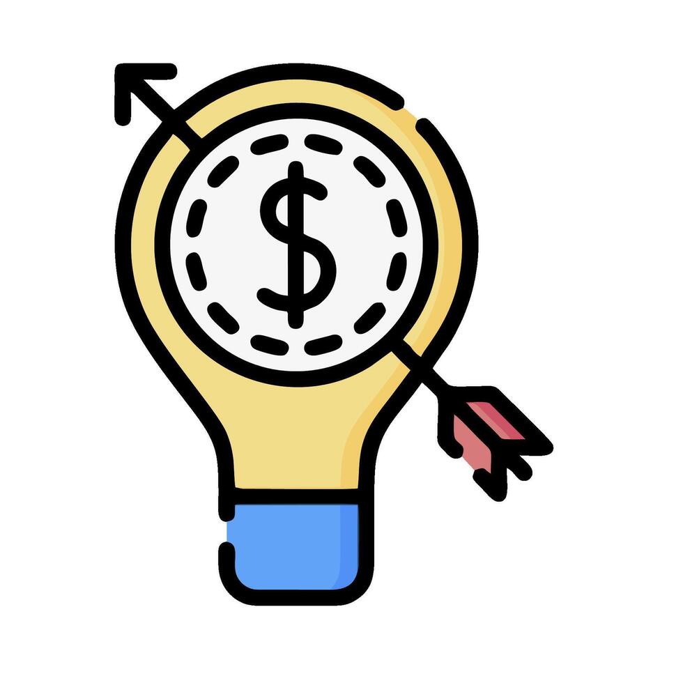 A light bulb with a dollar sign and an arrow vector