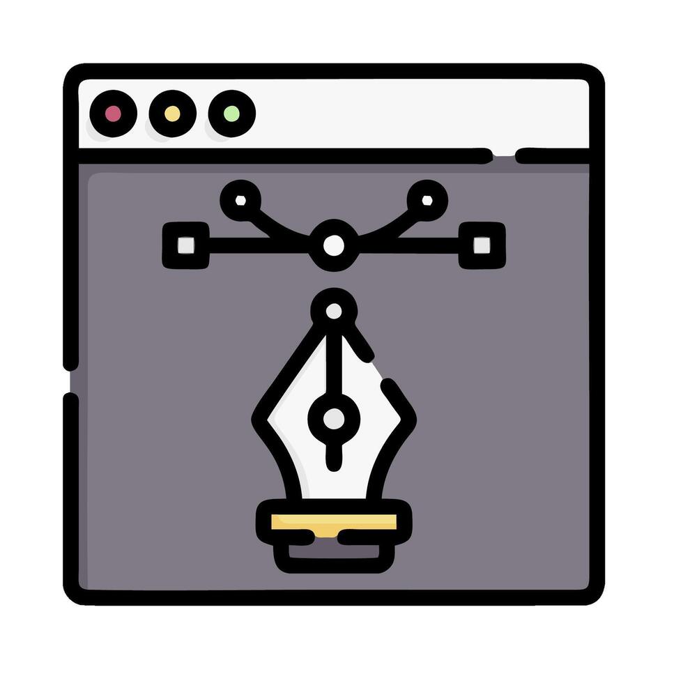 a computer screen with a pen and a light bulb vector