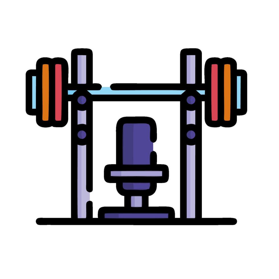 A barbell and bench on a white background vector
