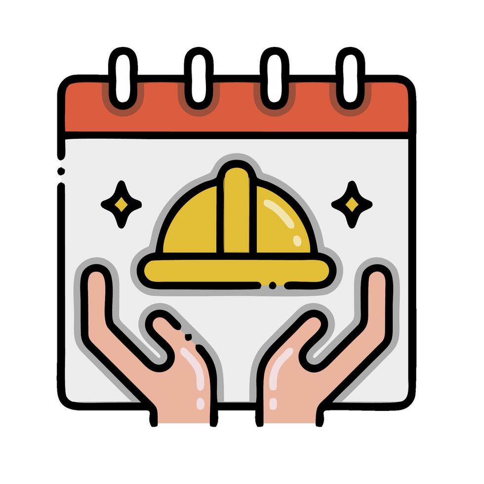 calendar with construction helmet icon illustration vector