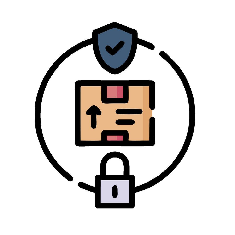 A box with a padlock and a lock icon vector