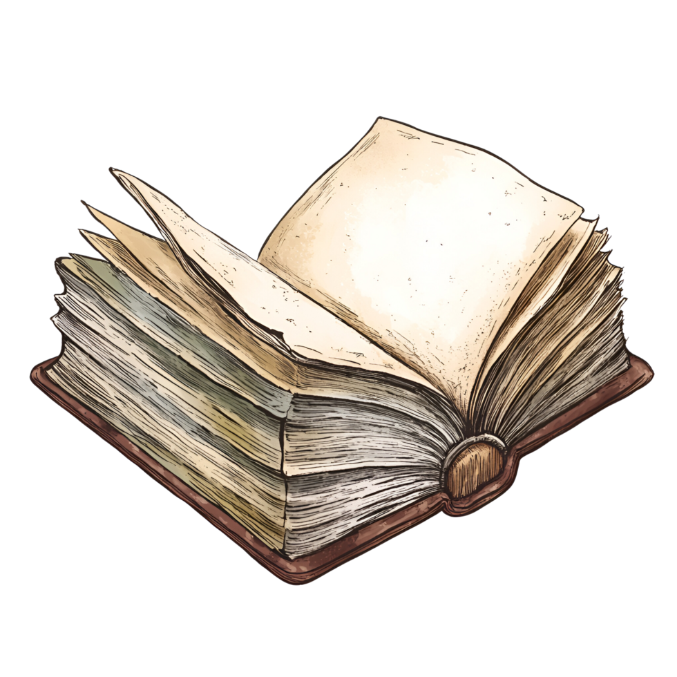 Ancient Book Logo Illustration No Background Perfect for Print on Demand png