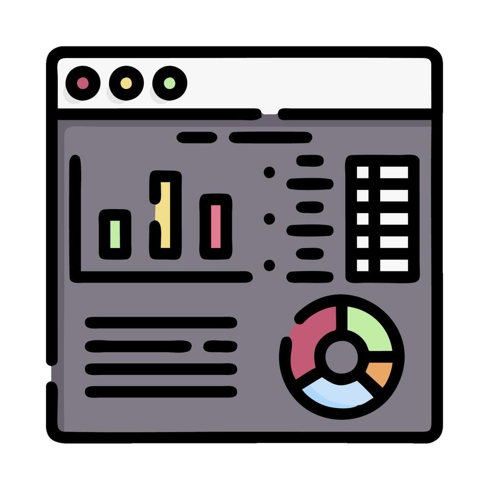 a computer screen with a graph and bar chart vector