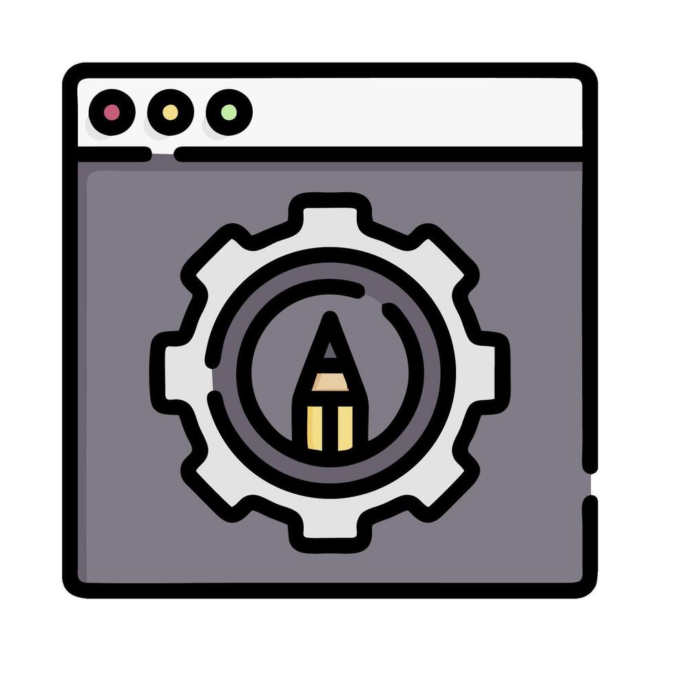 a computer with a clock and gears inside vector