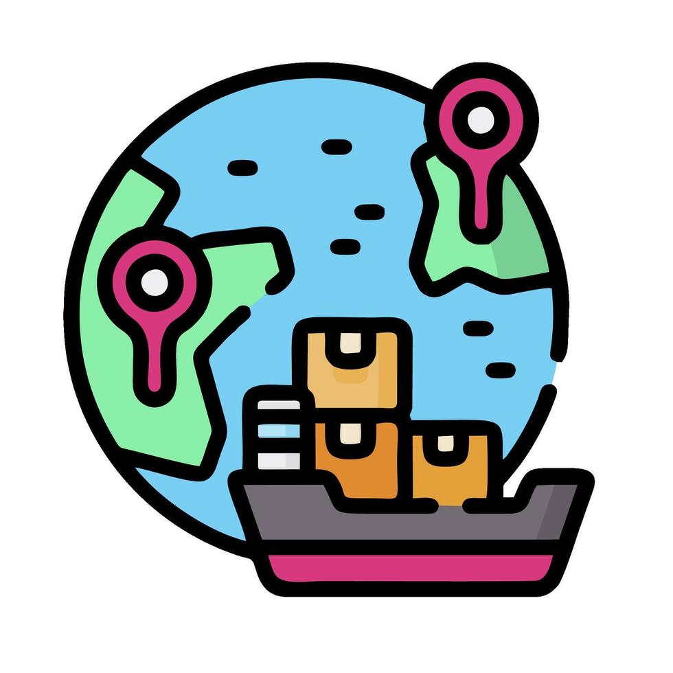 a globe with boxes and a map vector
