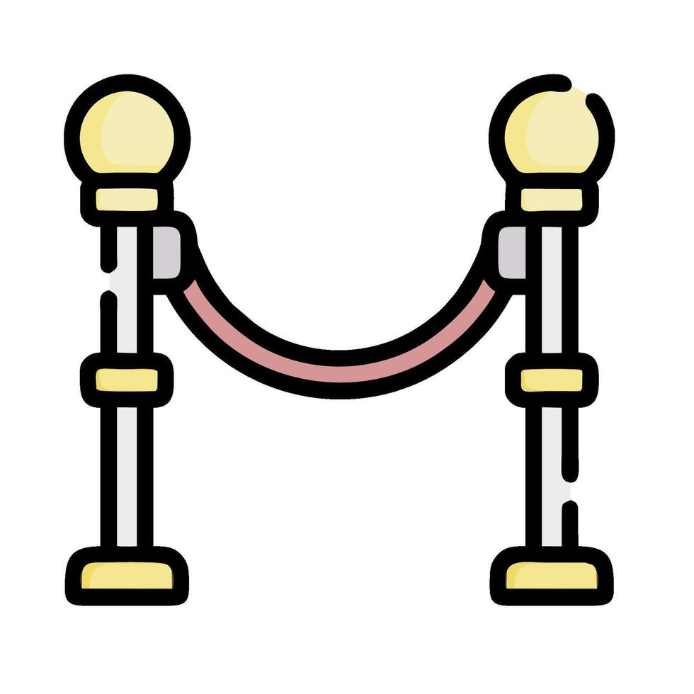 a barrier with two poles and a rope vector