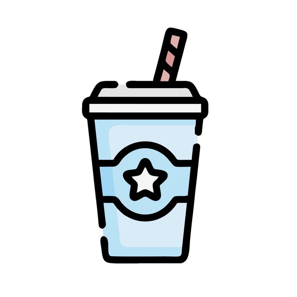 a drink with a straw and star on the side vector