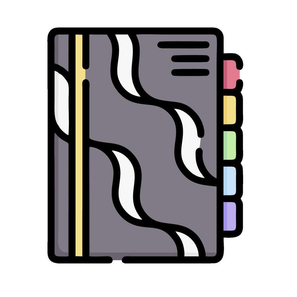 a notebook with colorful pages and a pen vector
