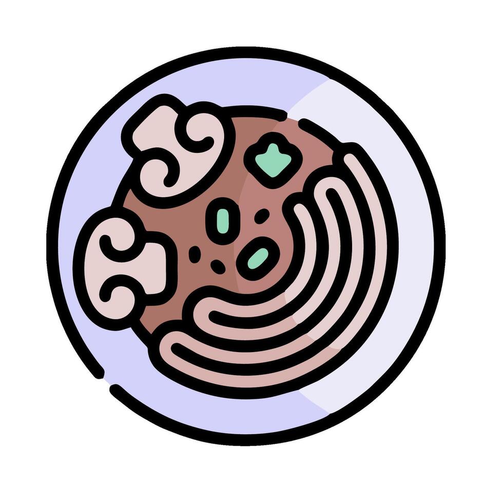 a bowl of noodles with a green heart on top vector