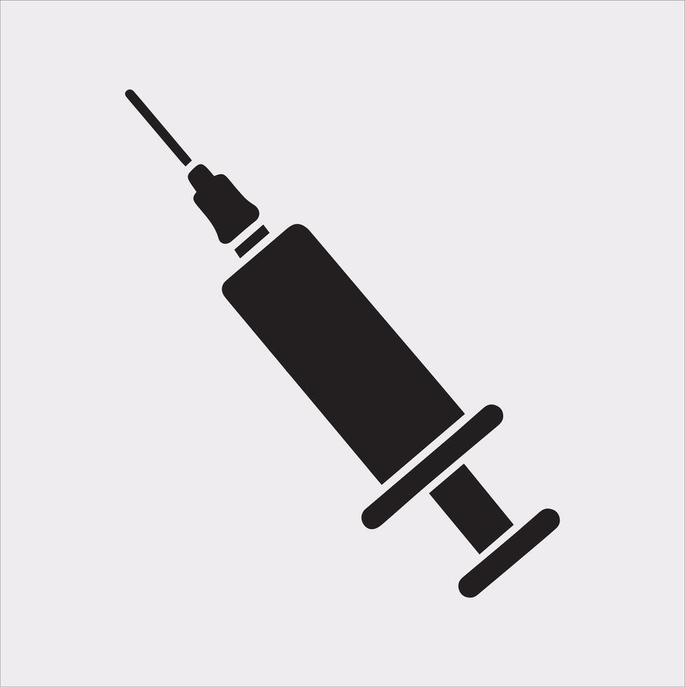 Syringe Silhouette Clean Medical Icon on White Background vector