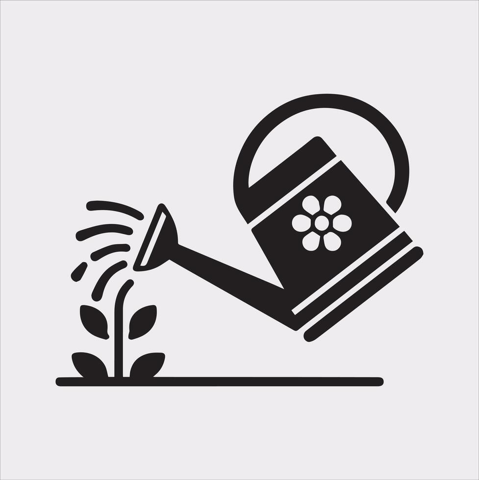 Silhouette Watering Can Crisp White Background vector