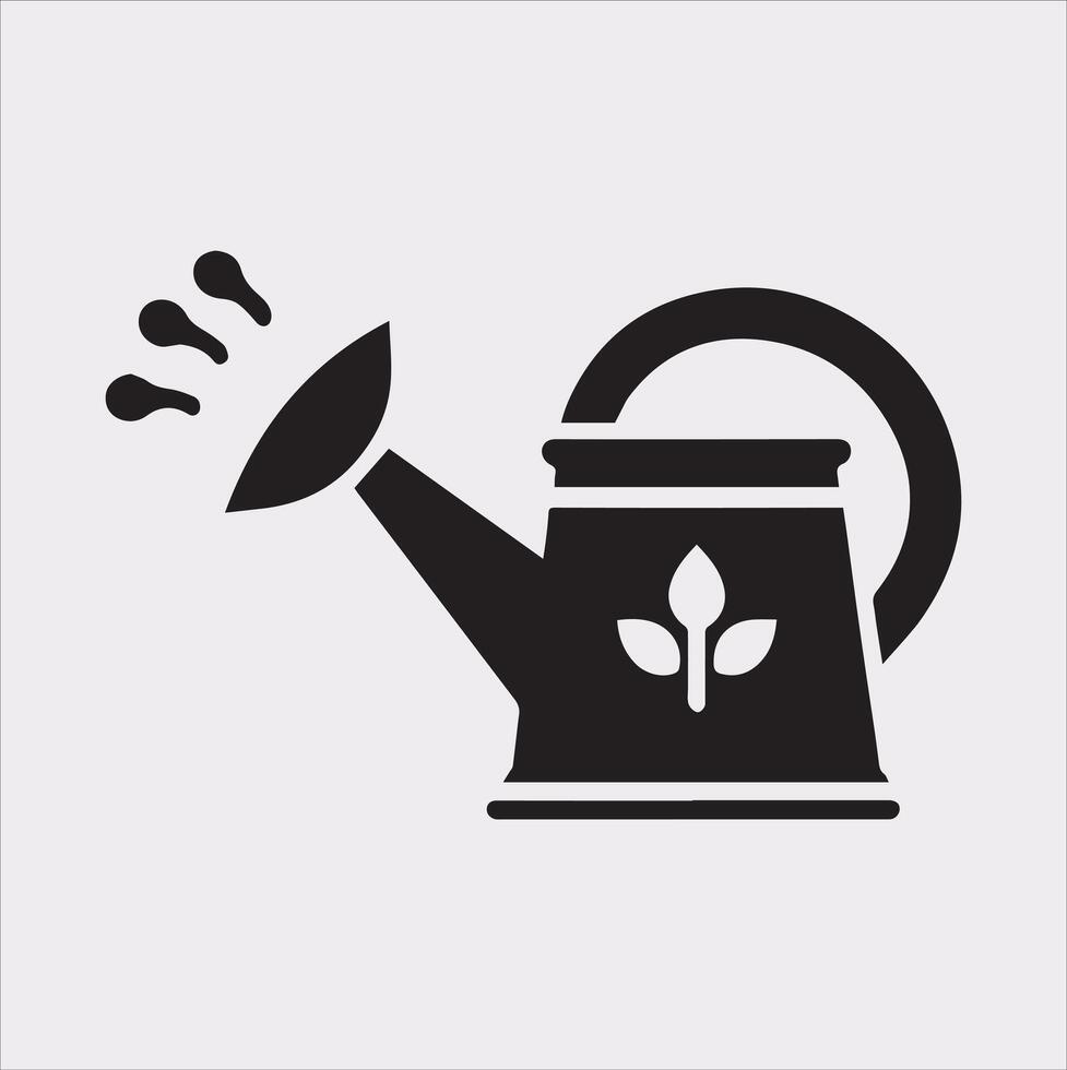 Black Watering Can Silhouette Simple Icon vector