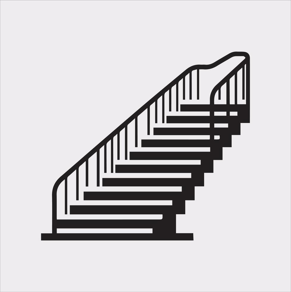 Silhouette Stairs Icon Simple Design on White Background vector