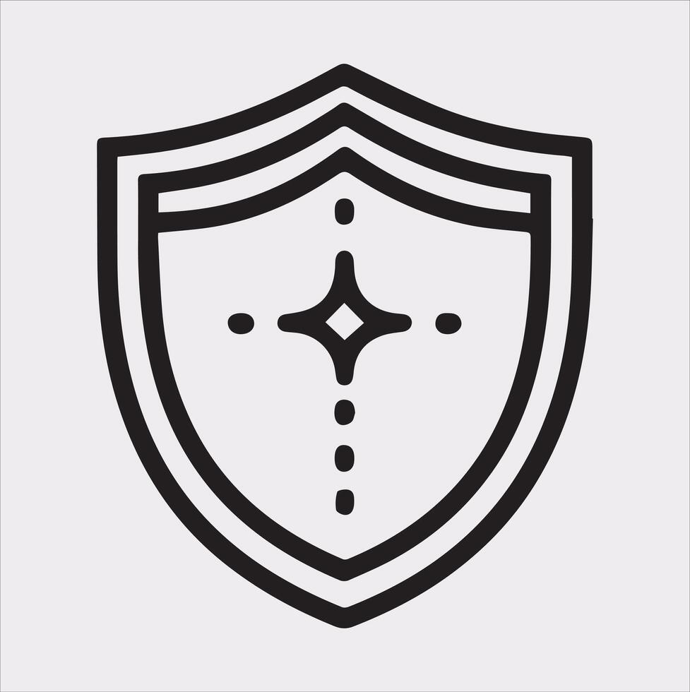 Shield line icon silhouette illustration icon on a white background vector